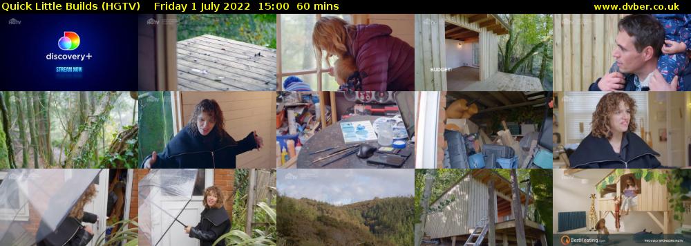 Quick Little Builds (HGTV) Friday 1 July 2022 15:00 - 16:00