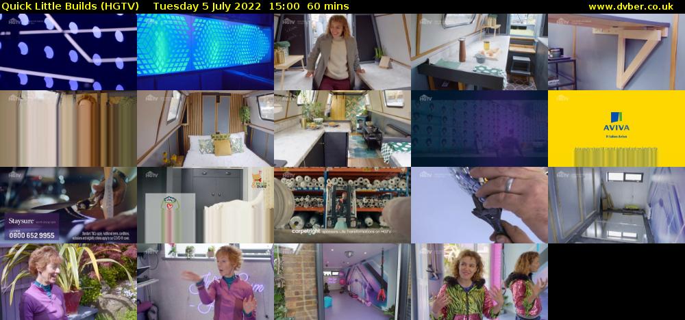 Quick Little Builds (HGTV) Tuesday 5 July 2022 15:00 - 16:00