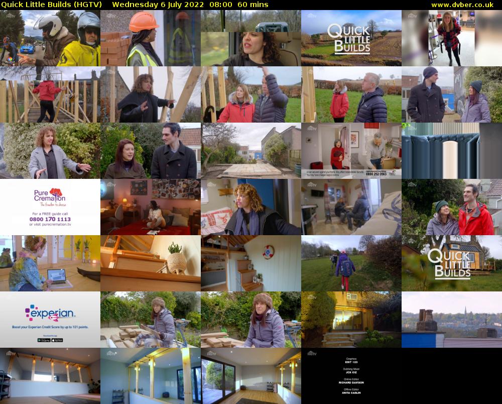 Quick Little Builds (HGTV) Wednesday 6 July 2022 08:00 - 09:00