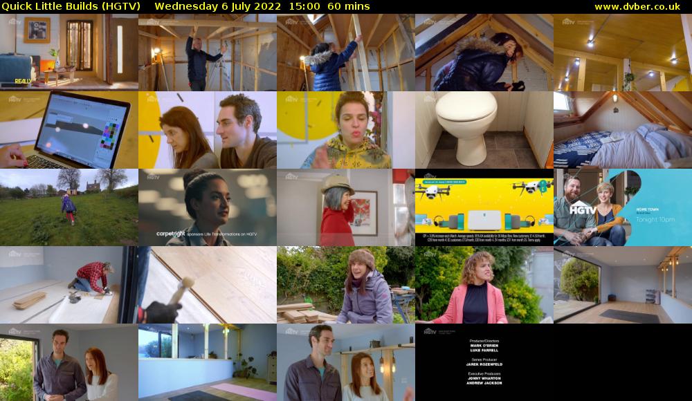 Quick Little Builds (HGTV) Wednesday 6 July 2022 15:00 - 16:00