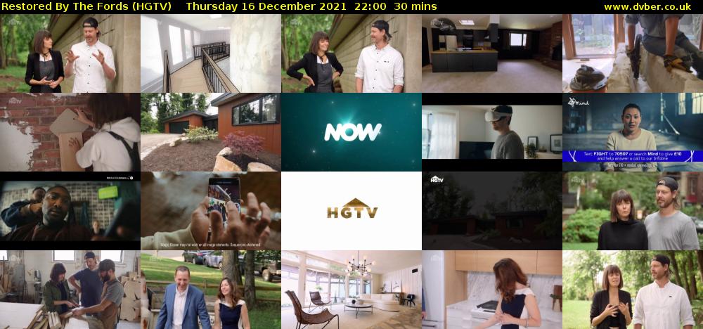 Restored By The Fords (HGTV) Thursday 16 December 2021 22:00 - 22:30