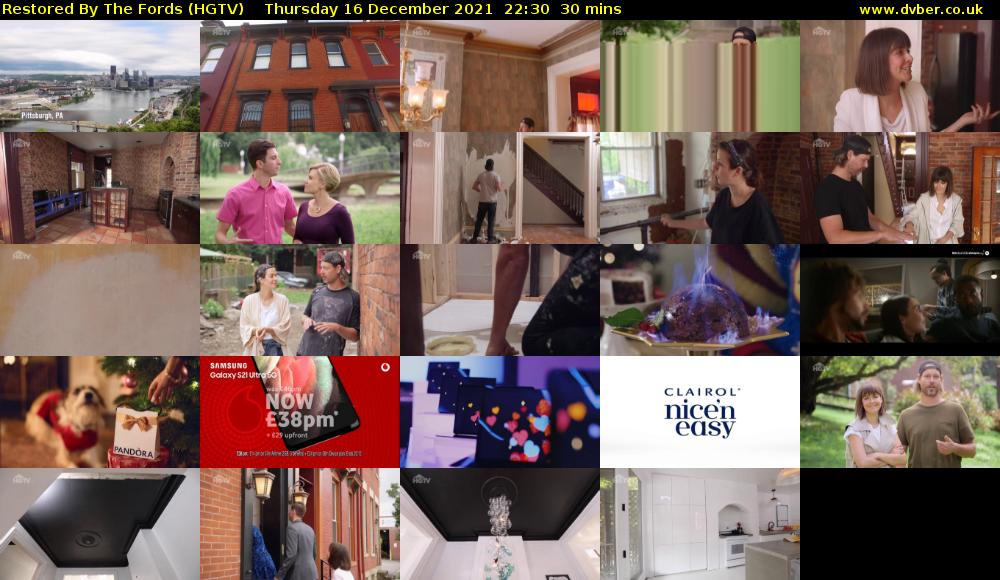 Restored By The Fords (HGTV) Thursday 16 December 2021 22:30 - 23:00