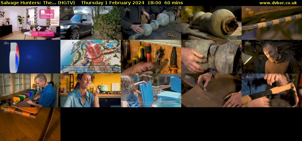 Salvage Hunters: The... (HGTV) Thursday 1 February 2024 18:00 - 19:00