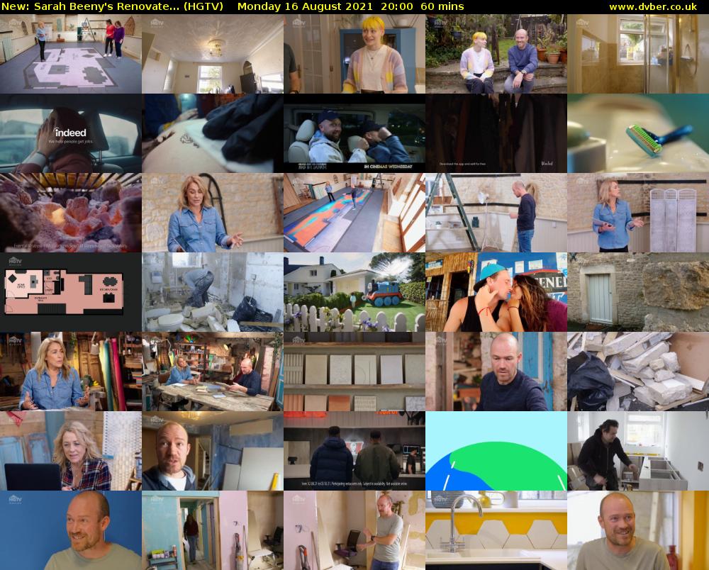 Sarah Beeny's Renovate... (HGTV) Monday 16 August 2021 20:00 - 21:00