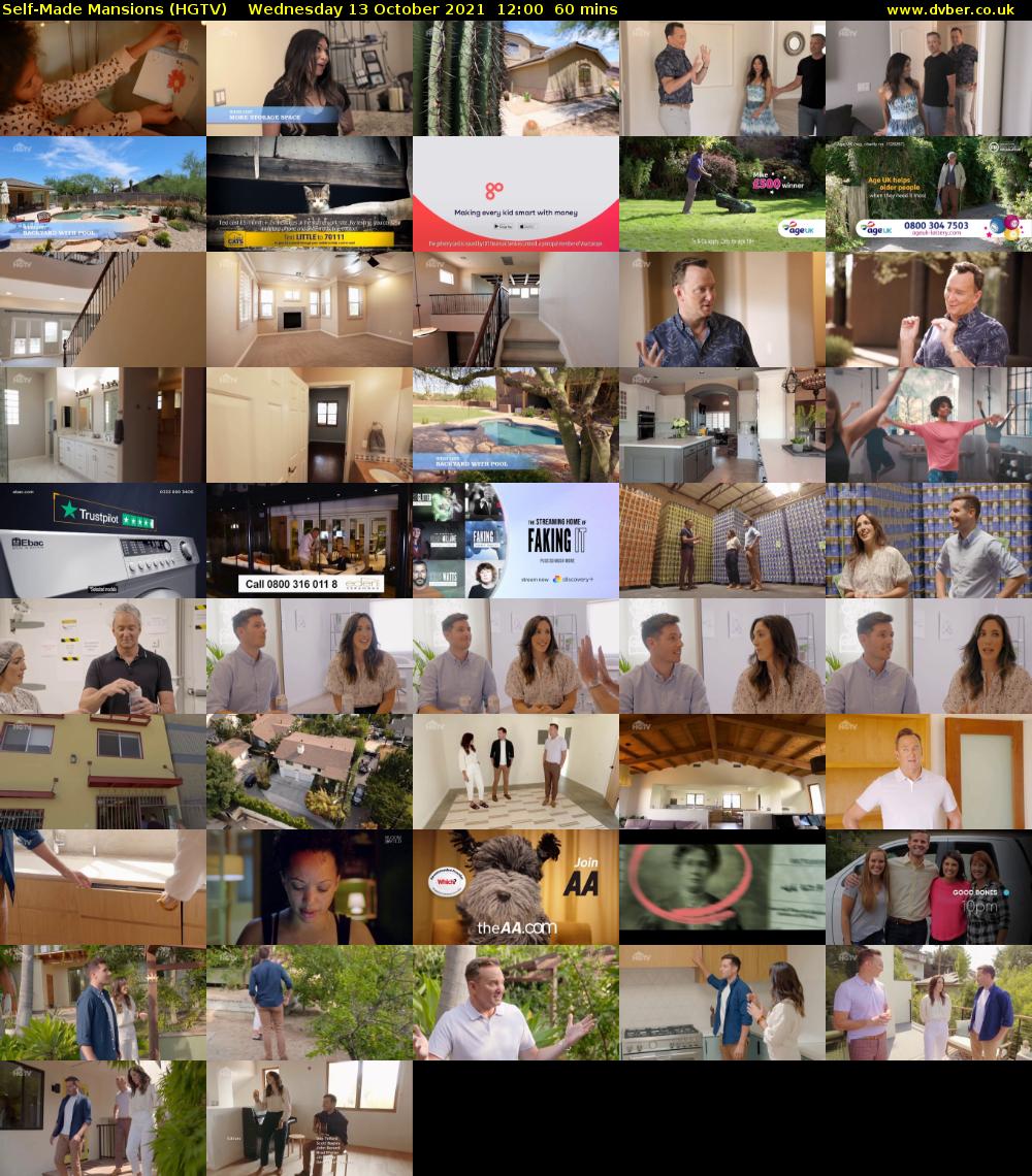 Self-Made Mansions (HGTV) Wednesday 13 October 2021 12:00 - 13:00