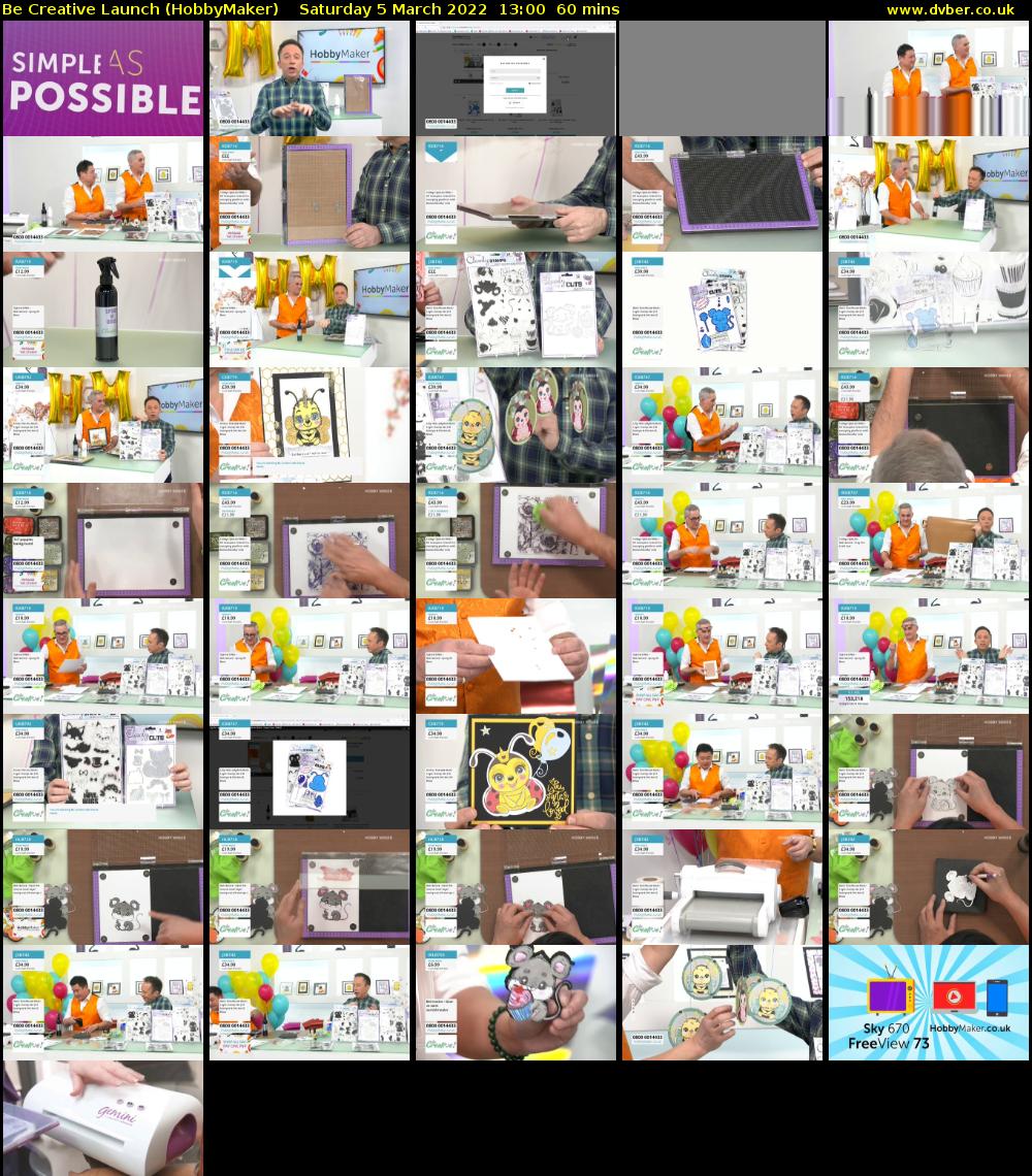 Be Creative Launch (HobbyMaker) Saturday 5 March 2022 13:00 - 14:00