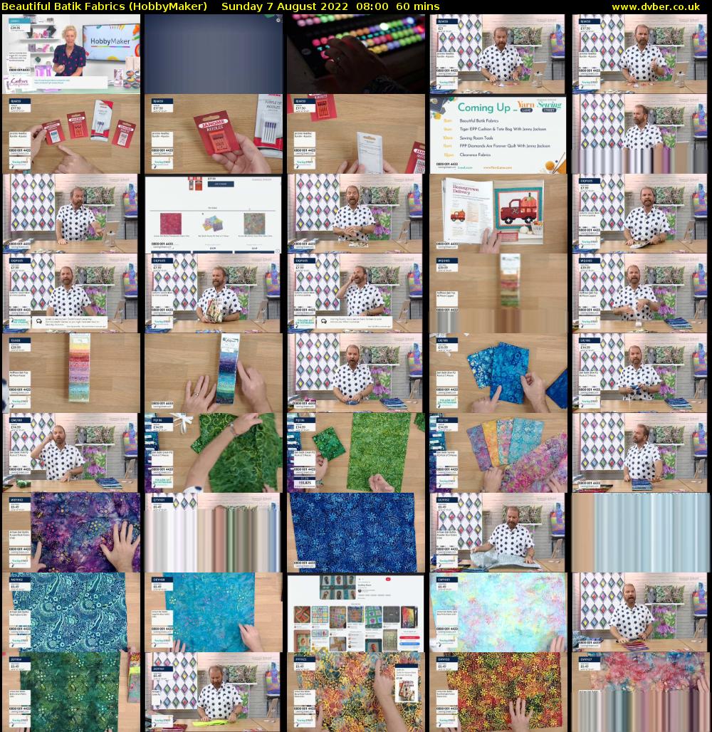 Beautiful Batik Fabrics (HobbyMaker) Sunday 7 August 2022 08:00 - 09:00