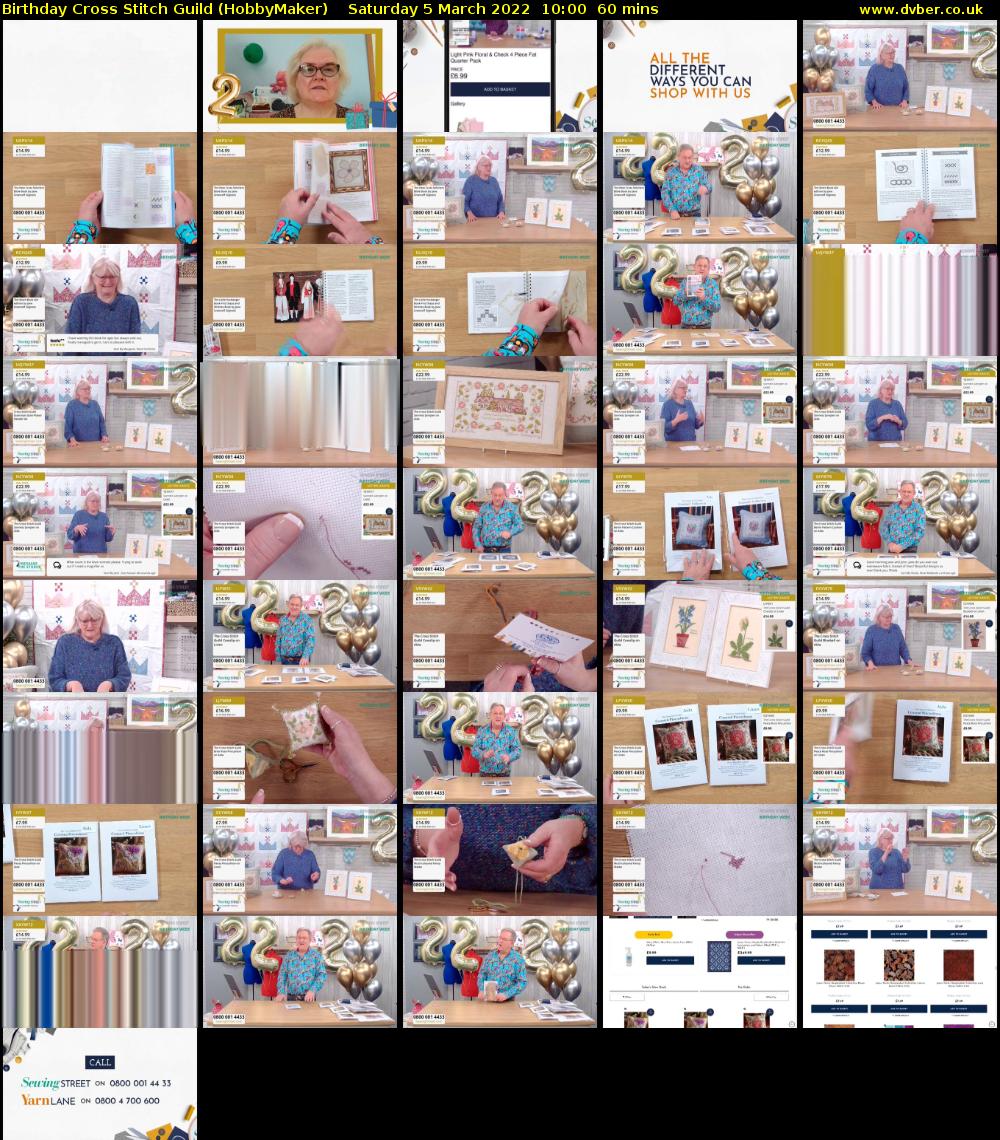 Birthday Cross Stitch Guild (HobbyMaker) Saturday 5 March 2022 10:00 - 11:00