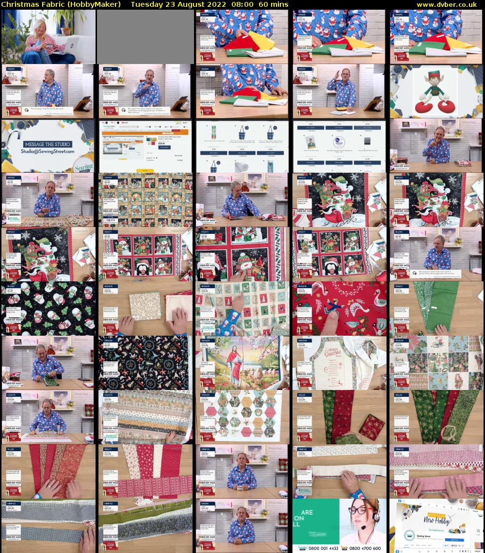 Christmas Fabric (HobbyMaker) Tuesday 23 August 2022 08:00 - 09:00