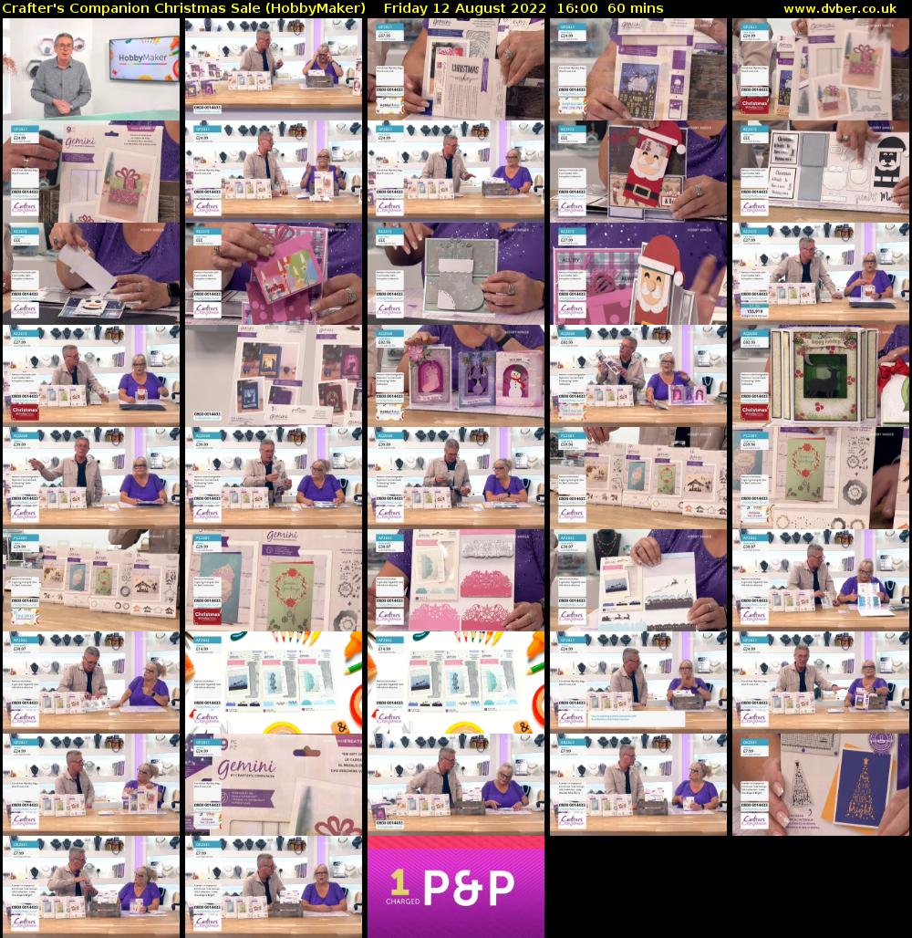 Crafter's Companion Christmas Sale (HobbyMaker) Friday 12 August 2022 16:00 - 17:00