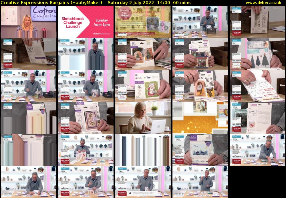 Creative Expressions Bargains (HobbyMaker) Saturday 2 July 2022 14:00 - 15:00