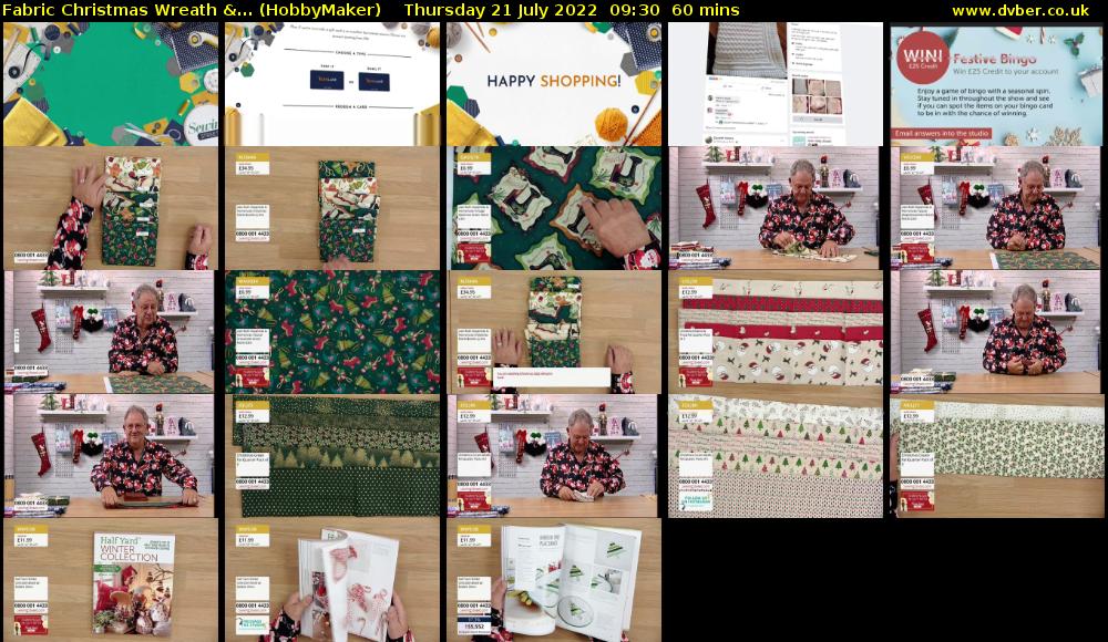 Fabric Christmas Wreath &... (HobbyMaker) Thursday 21 July 2022 09:30 - 10:30