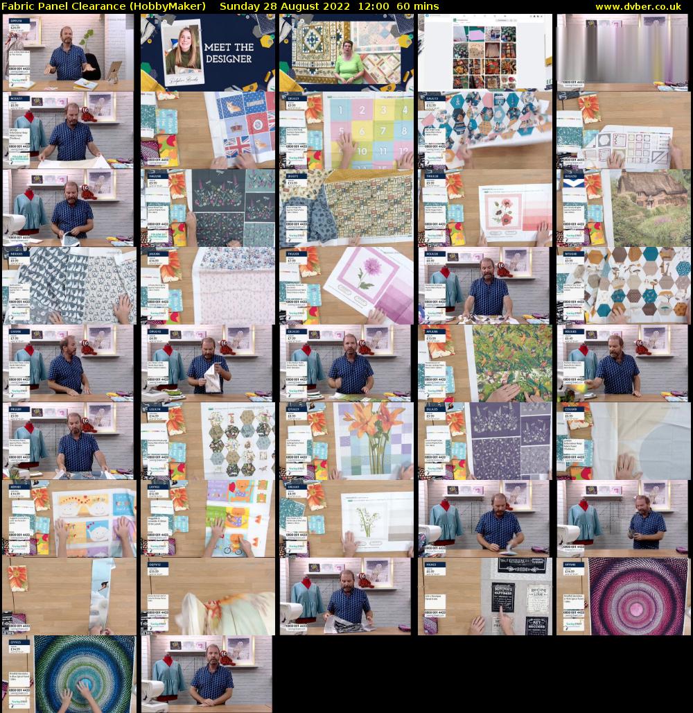 Fabric Panel Clearance (HobbyMaker) Sunday 28 August 2022 12:00 - 13:00