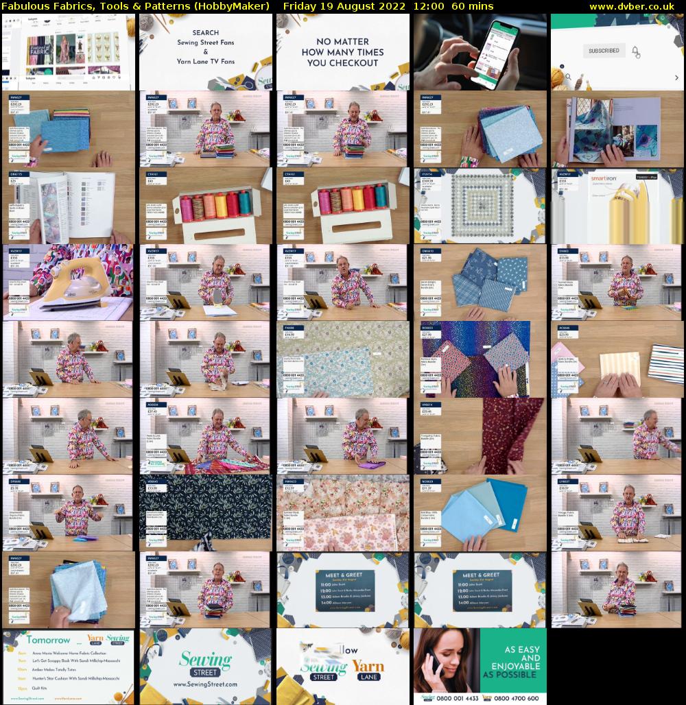 Fabulous Fabrics, Tools & Patterns (HobbyMaker) Friday 19 August 2022 12:00 - 13:00