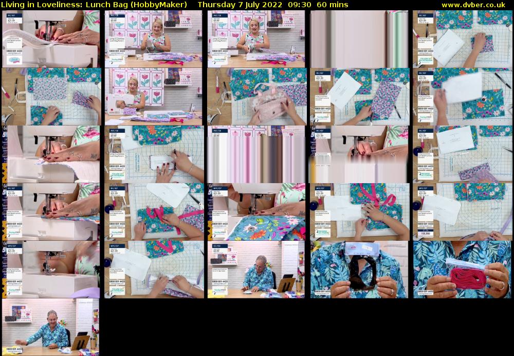 Living in Loveliness: Lunch Bag (HobbyMaker) Thursday 7 July 2022 09:30 - 10:30