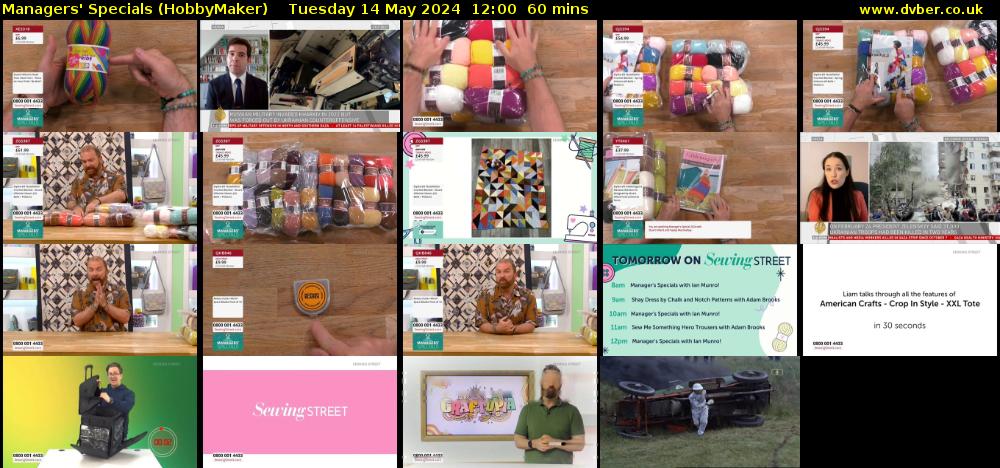 Managers' Specials (HobbyMaker) Tuesday 14 May 2024 12:00 - 13:00