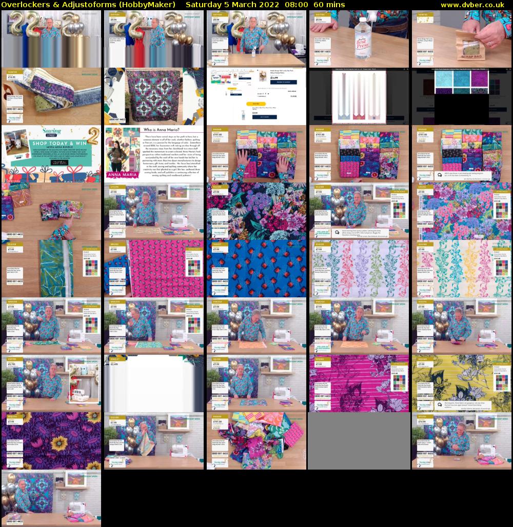 Overlockers & Adjustoforms (HobbyMaker) Saturday 5 March 2022 08:00 - 09:00