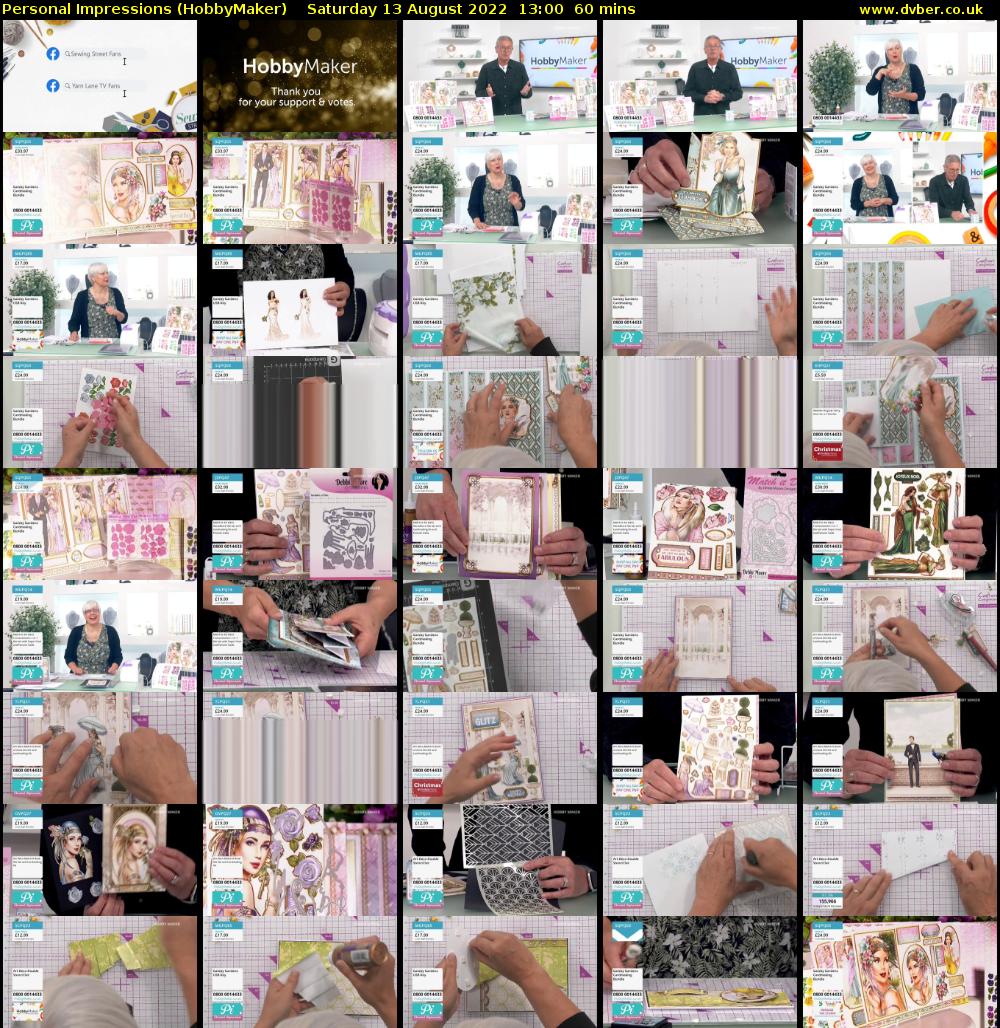 Personal Impressions (HobbyMaker) Saturday 13 August 2022 13:00 - 14:00