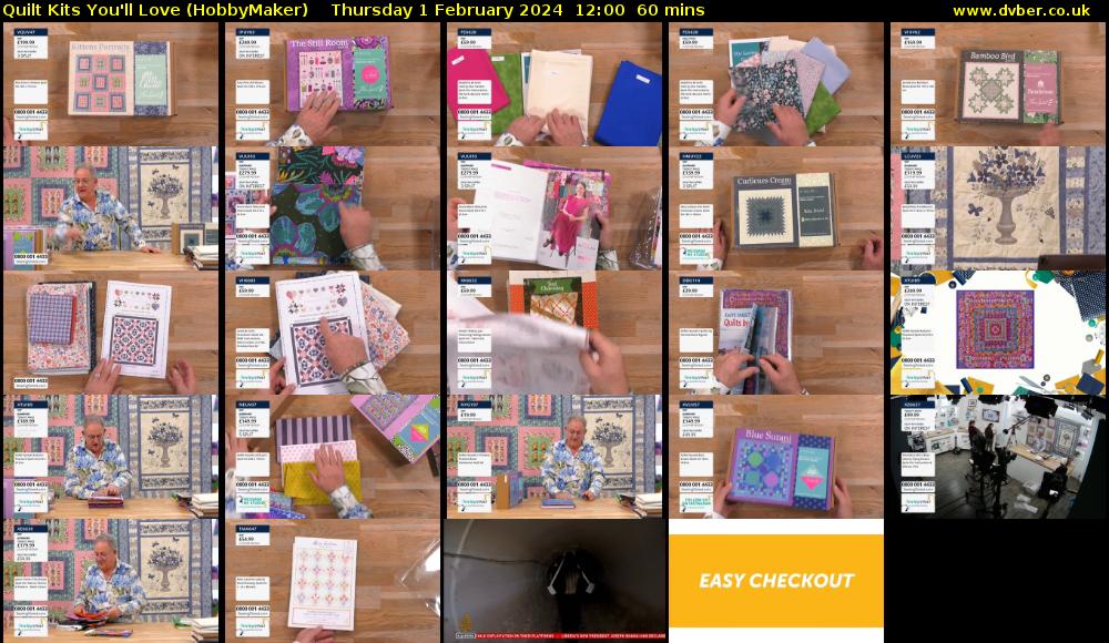Quilt Kits You'll Love (HobbyMaker) Thursday 1 February 2024 12:00 - 13:00