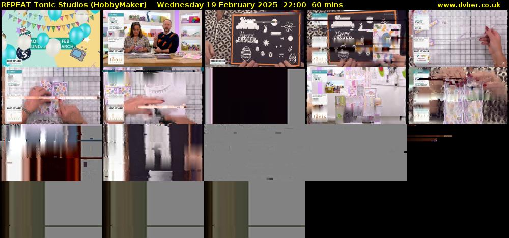 REPEAT Tonic Studios (HobbyMaker) Wednesday 19 February 2025 22:00 - 23:00