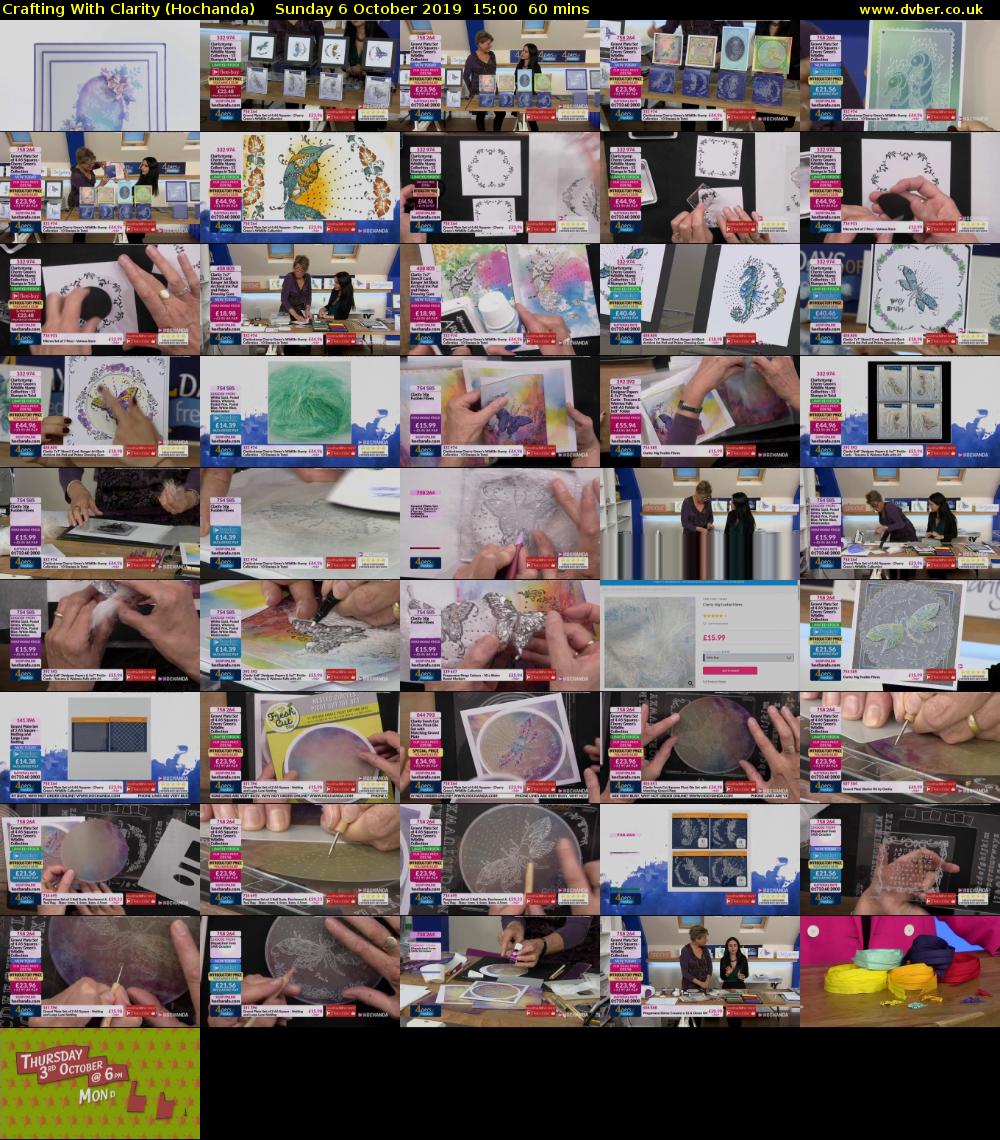 Crafting With Clarity (Hochanda) Sunday 6 October 2019 15:00 - 16:00