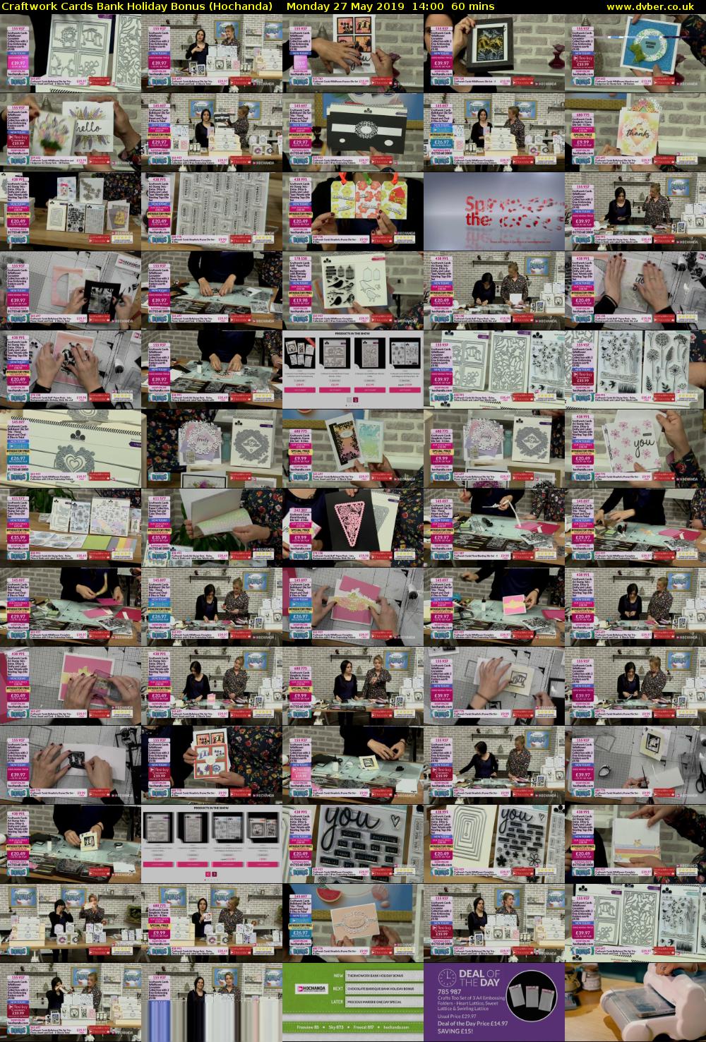 Craftwork Cards Bank Holiday Bonus (Hochanda) Monday 27 May 2019 14:00 - 15:00