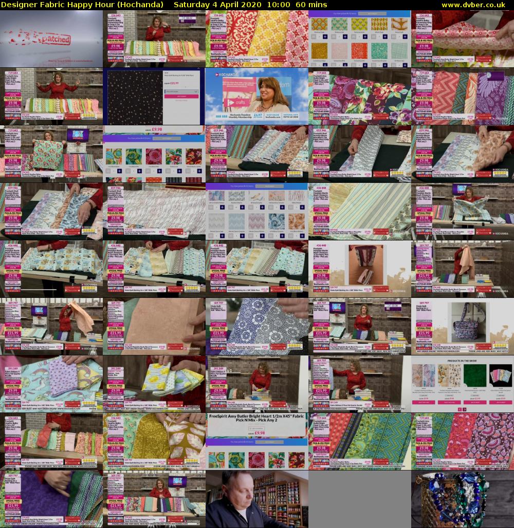 Designer Fabric Happy Hour (Hochanda) Saturday 4 April 2020 10:00 - 11:00