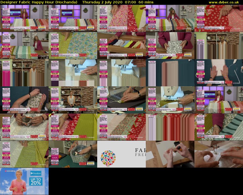 Designer Fabric Happy Hour (Hochanda) Thursday 2 July 2020 07:00 - 08:00