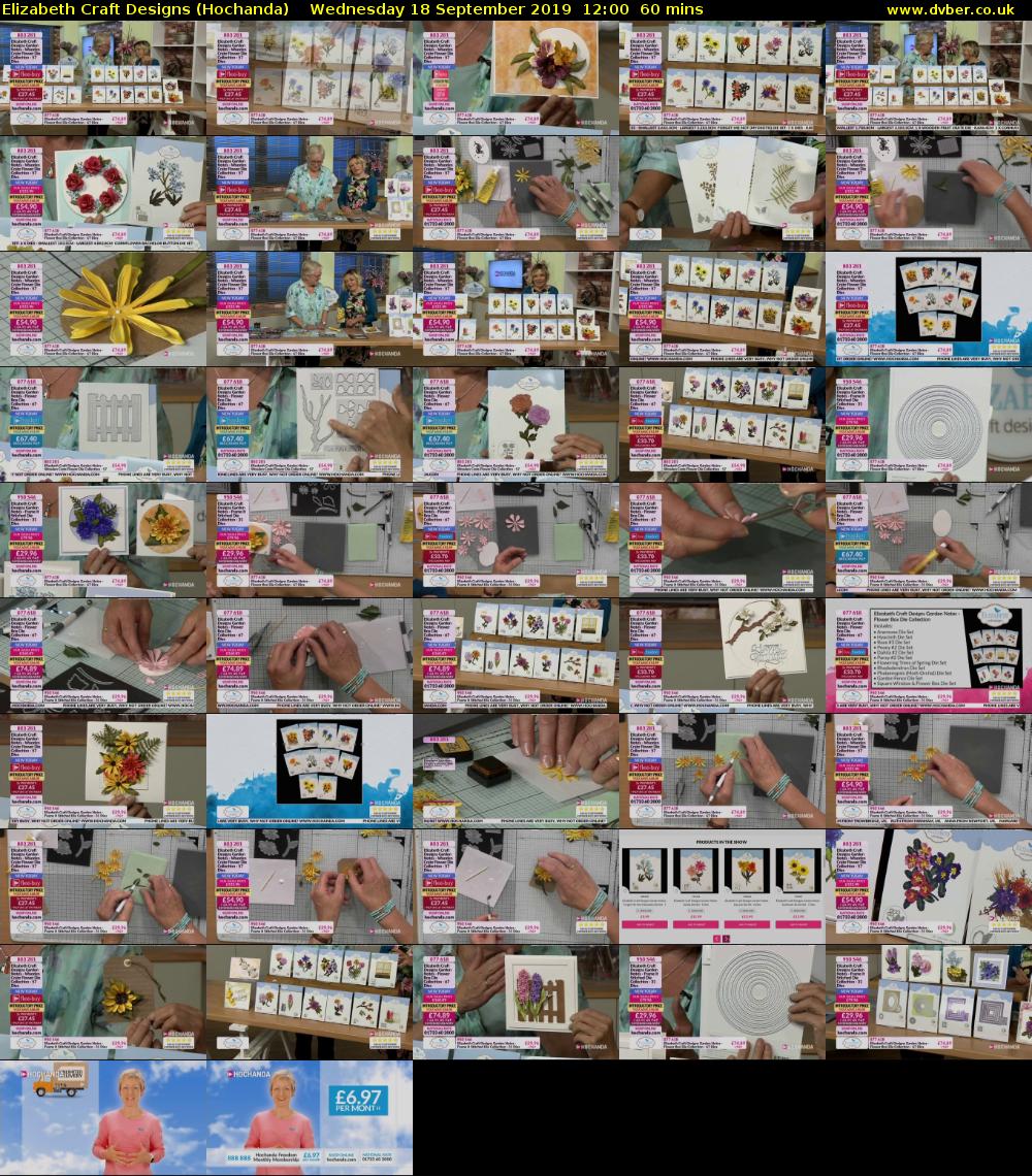 Elizabeth Craft Designs (Hochanda) Wednesday 18 September 2019 12:00 - 13:00