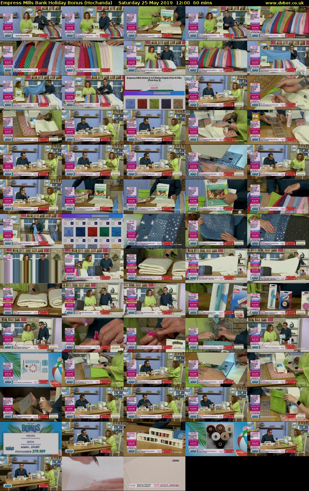 Empress Mills Bank Holiday Bonus (Hochanda) Saturday 25 May 2019 12:00 - 13:00