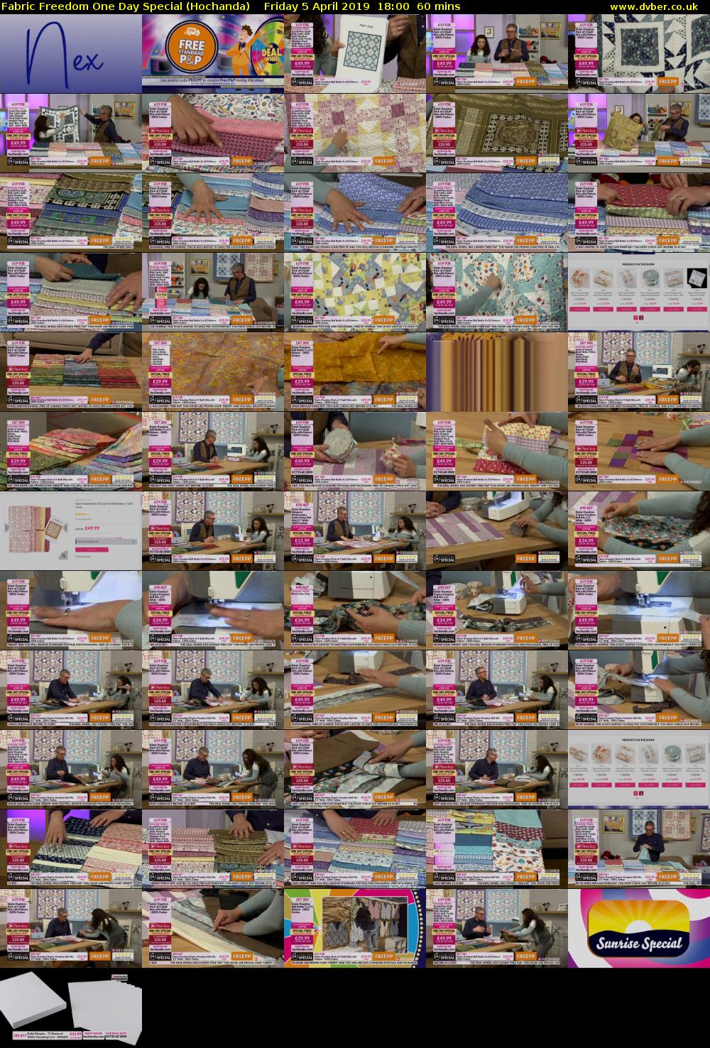 Fabric Freedom One Day Special (Hochanda) Friday 5 April 2019 18:00 - 19:00