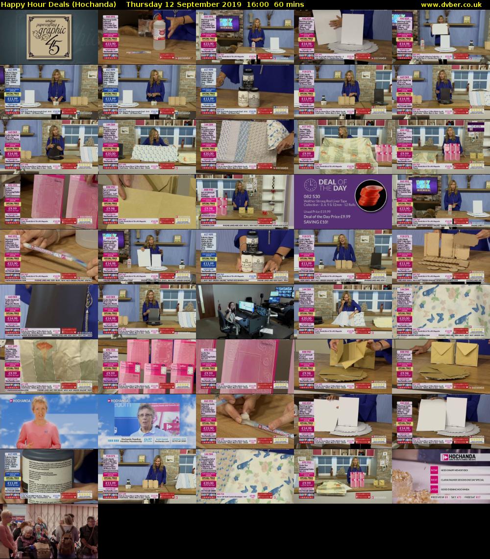 Happy Hour Deals (Hochanda) Thursday 12 September 2019 16:00 - 17:00