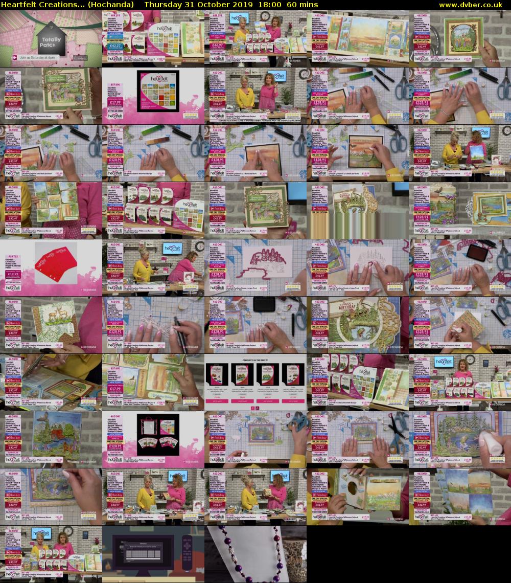 Heartfelt Creations... (Hochanda) Thursday 31 October 2019 18:00 - 19:00