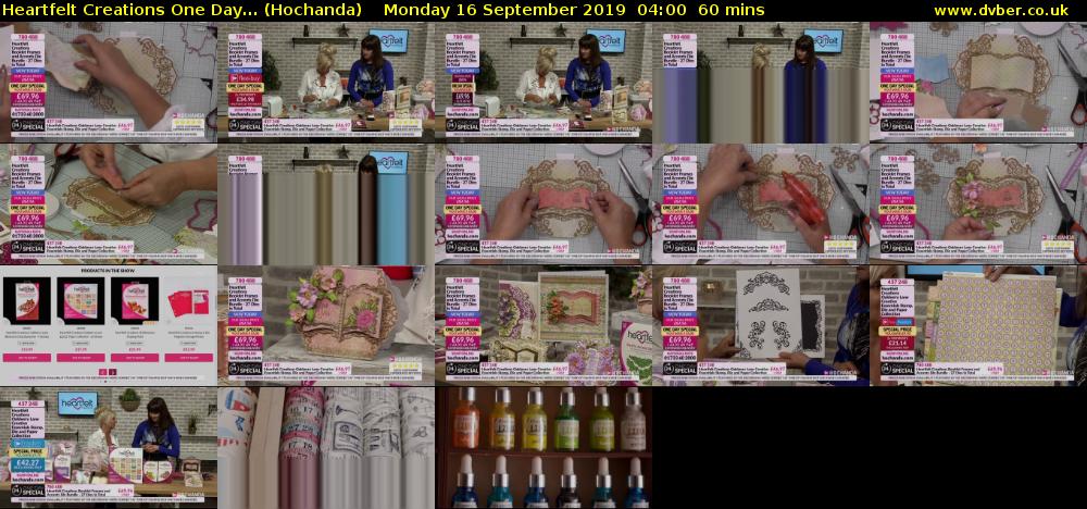 Heartfelt Creations One Day... (Hochanda) Monday 16 September 2019 04:00 - 05:00