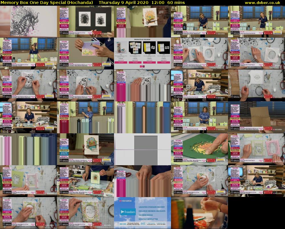 Memory Box One Day Special (Hochanda) Thursday 9 April 2020 12:00 - 13:00