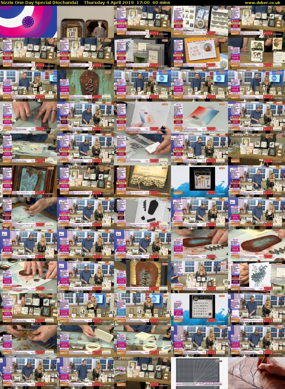 Sizzix One Day Special (Hochanda) Thursday 4 April 2019 17:00 - 18:00