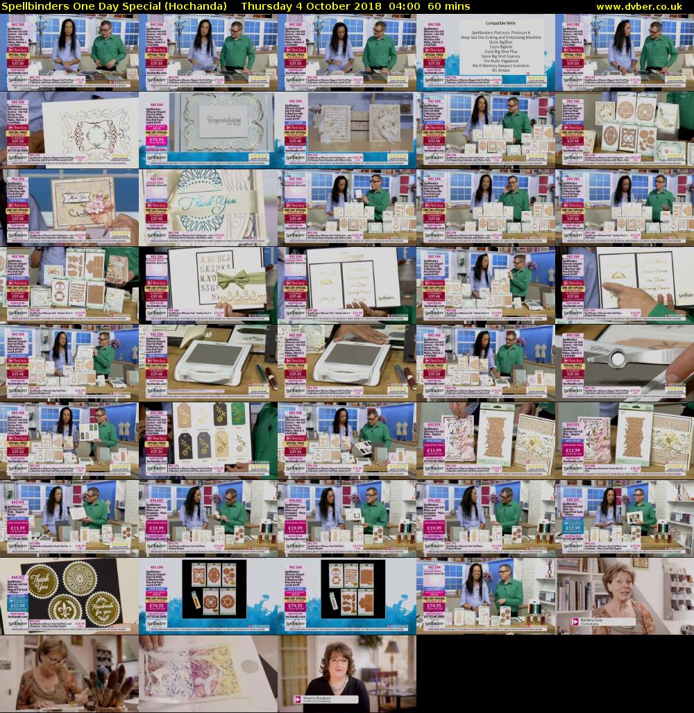 Spellbinders One Day Special (Hochanda) Thursday 4 October 2018 04:00 - 05:00
