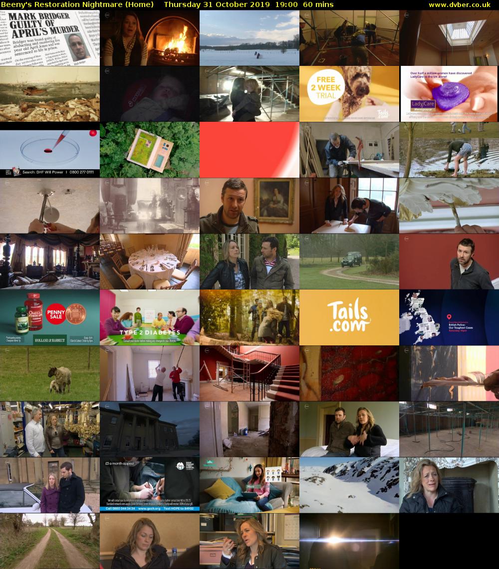 Beeny's Restoration Nightmare (Home) Thursday 31 October 2019 19:00 - 20:00