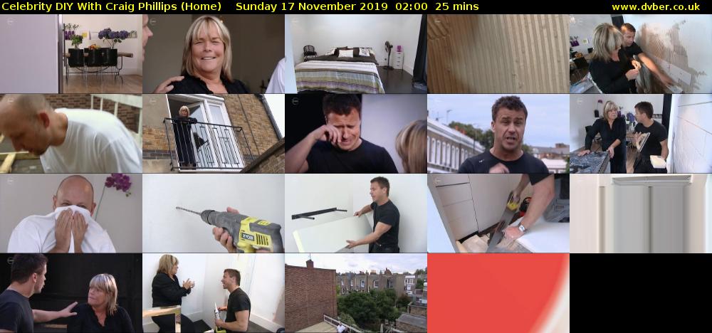 Celebrity DIY with Craig Phillips (Home) Sunday 17 November 2019 02:00 - 02:25
