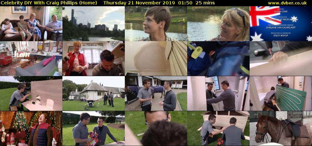 Celebrity DIY with Craig Phillips (Home) Thursday 21 November 2019 01:50 - 02:15