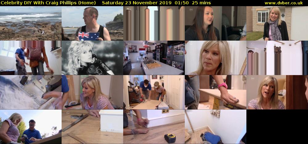 Celebrity DIY with Craig Phillips (Home) Saturday 23 November 2019 01:50 - 02:15