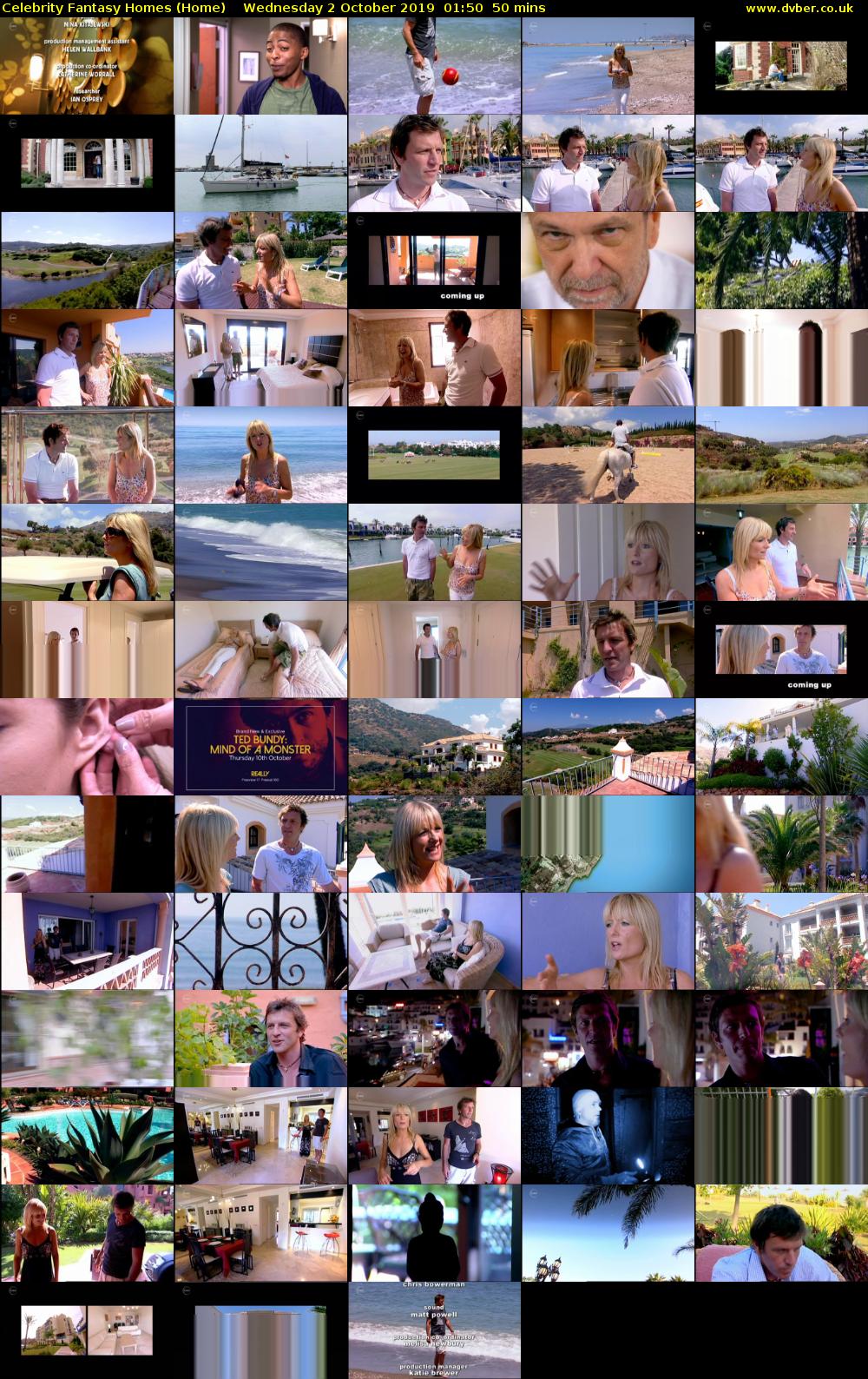 Celebrity Fantasy Homes (Home) Wednesday 2 October 2019 01:50 - 02:40