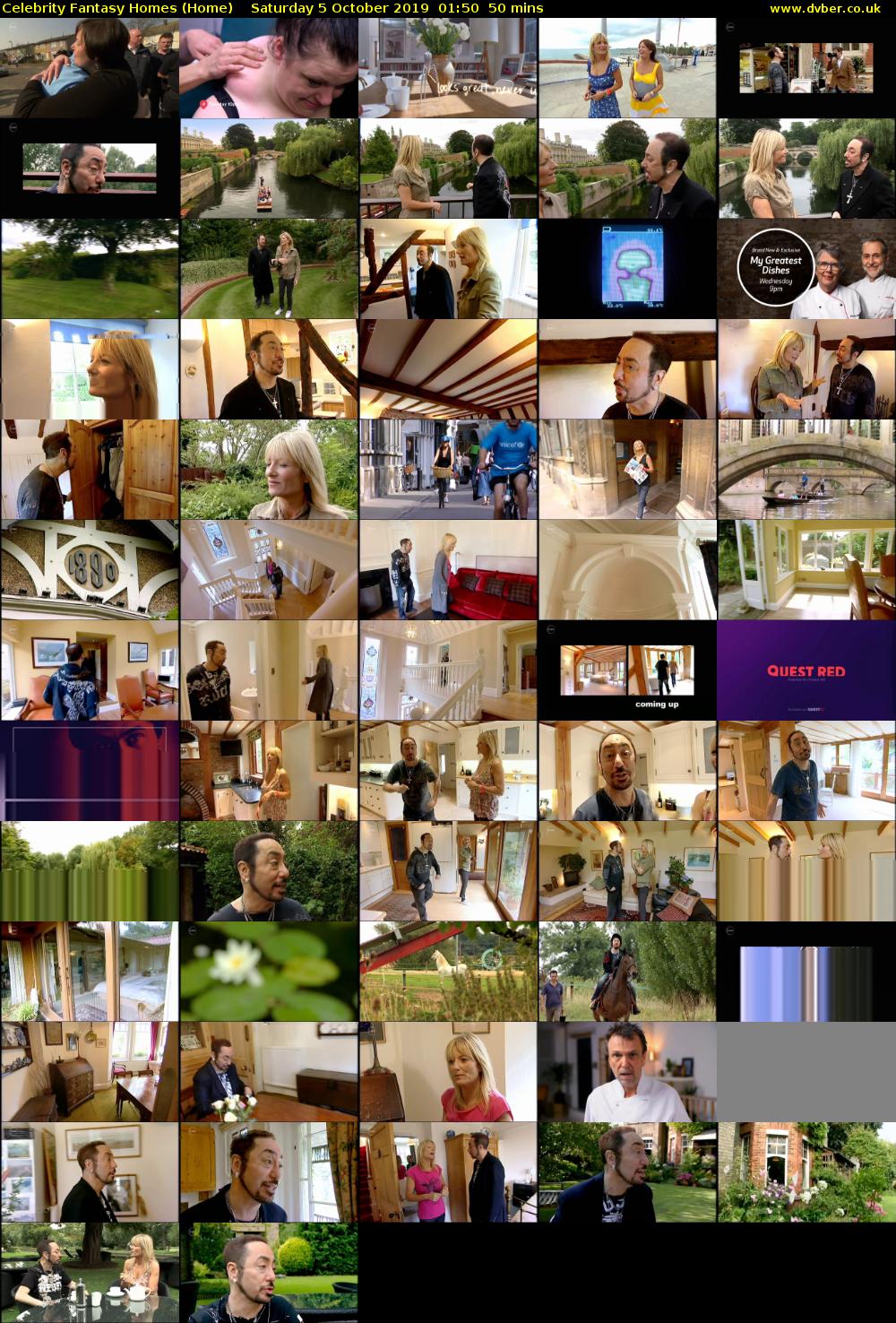 Celebrity Fantasy Homes (Home) Saturday 5 October 2019 01:50 - 02:40