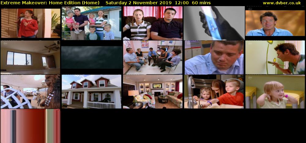 Extreme Makeover: Home Edition (Home) Saturday 2 November 2019 12:00 - 13:00