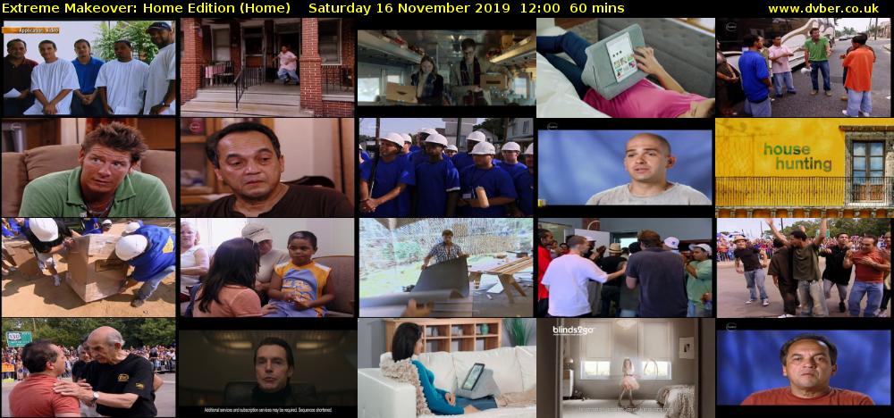 Extreme Makeover: Home Edition (Home) Saturday 16 November 2019 12:00 - 13:00