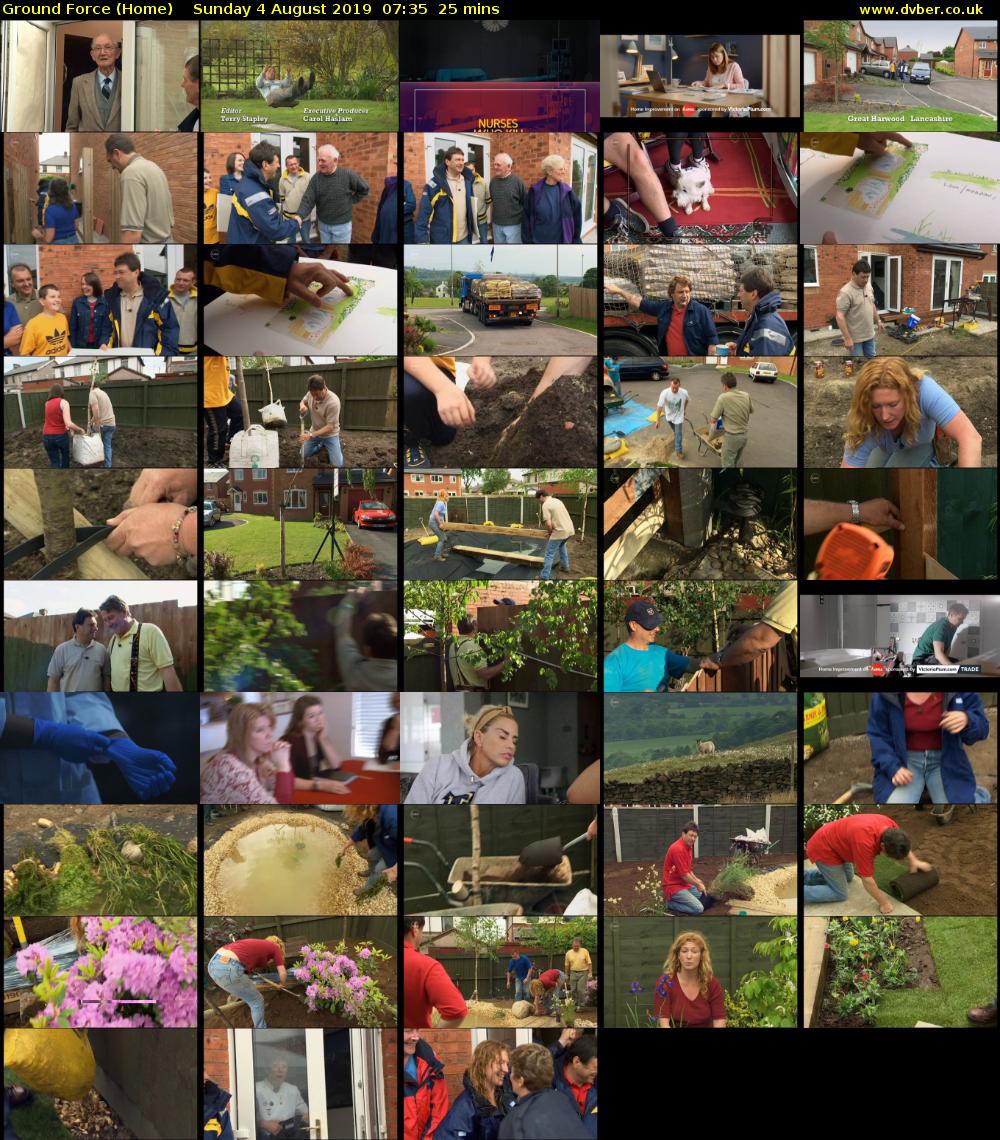 Ground Force (Home) Sunday 4 August 2019 07:35 - 08:00