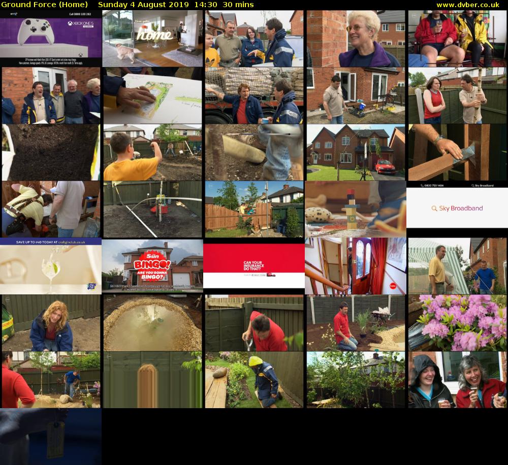 Ground Force (Home) Sunday 4 August 2019 14:30 - 15:00