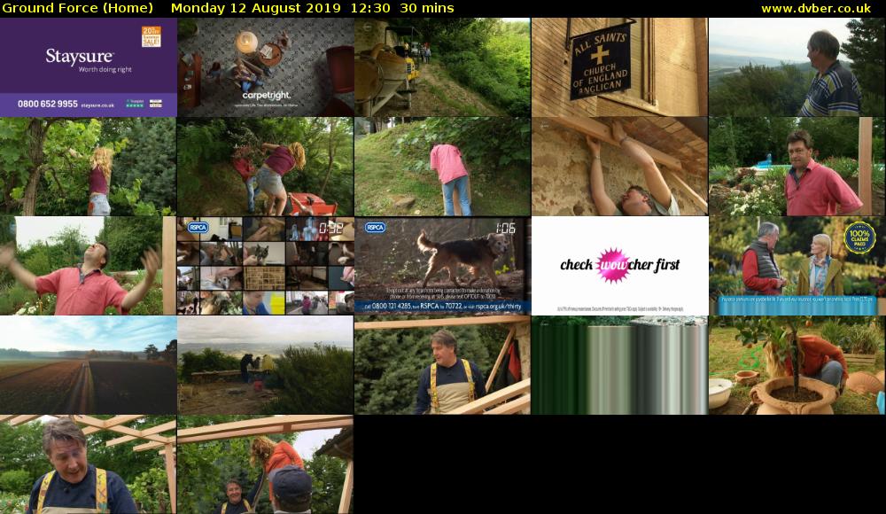 Ground Force (Home) Monday 12 August 2019 12:30 - 13:00