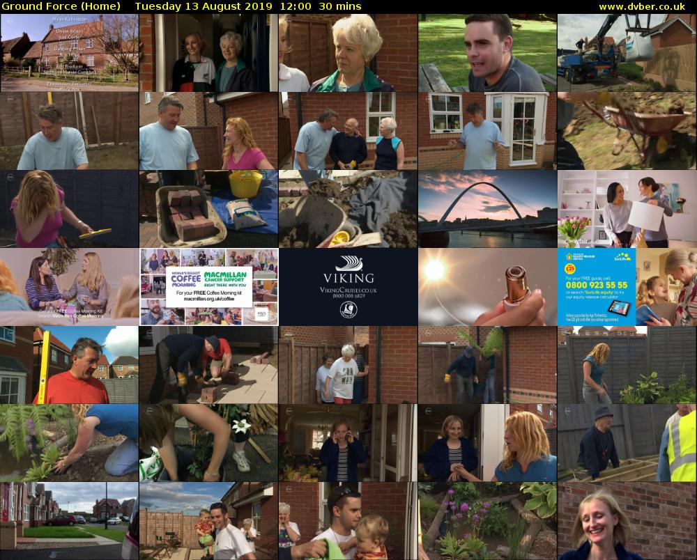 Ground Force (Home) Tuesday 13 August 2019 12:00 - 12:30