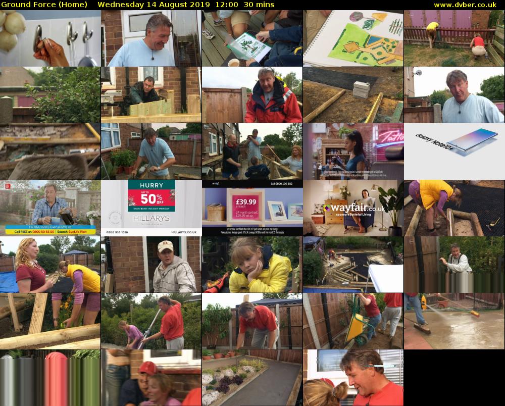 Ground Force (Home) Wednesday 14 August 2019 12:00 - 12:30